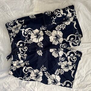 Floral Navy and White Shorts
